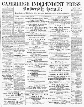 cover page of Cambridge Independent Press published on November 2, 1888