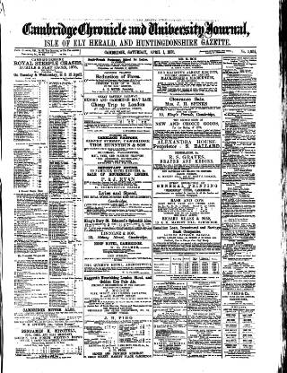cover page of Cambridge Chronicle and Journal published on April 1, 1876