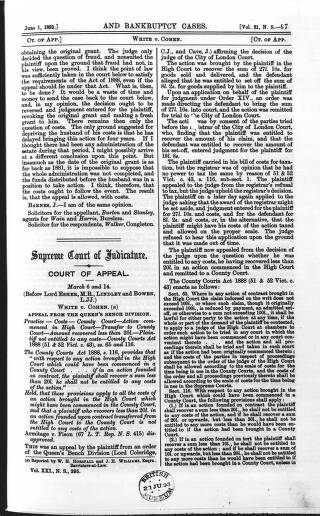 cover page of County Courts Chronicle published on June 1, 1893