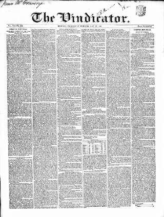 cover page of Vindicator published on May 22, 1844