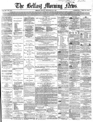 cover page of Belfast Morning News published on September 28, 1866