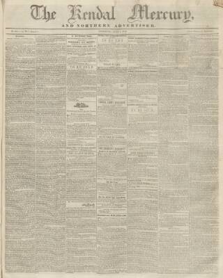 cover page of Kendal Mercury published on April 1, 1843