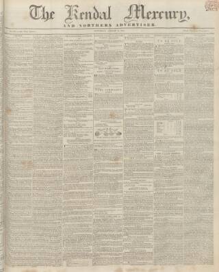 cover page of Kendal Mercury published on August 2, 1845