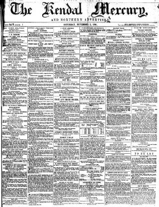 cover page of Kendal Mercury published on November 2, 1861