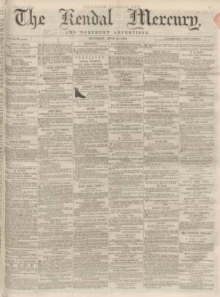 cover page of Kendal Mercury published on June 13, 1863