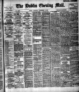 cover page of Dublin Evening Mail published on September 28, 1898