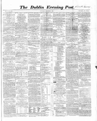 cover page of Dublin Evening Post published on December 13, 1862