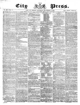 cover page of London City Press published on November 2, 1861