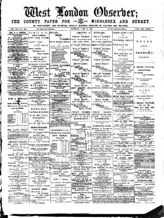 cover page of West London Observer published on June 13, 1896