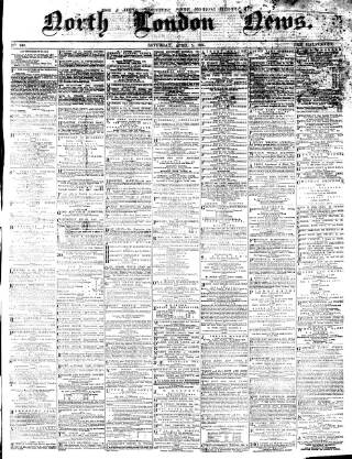 cover page of North London News published on April 1, 1865