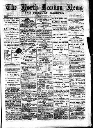 cover page of North London News published on November 2, 1878
