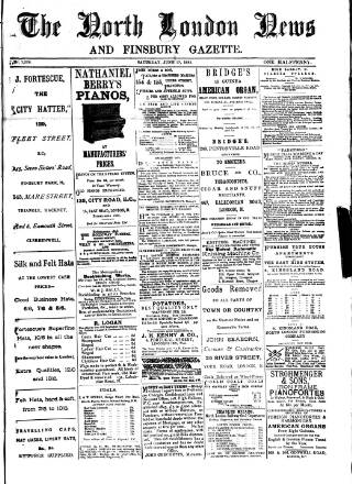 cover page of North London News published on June 13, 1885