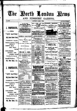 cover page of North London News published on April 1, 1893