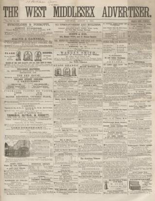 cover page of West Middlesex Advertiser and Family Journal published on August 2, 1862