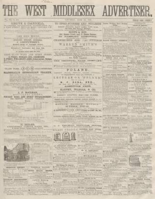 cover page of West Middlesex Advertiser and Family Journal published on June 13, 1863
