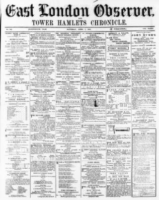 cover page of East London Observer published on April 1, 1871