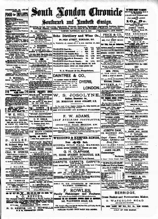 cover page of South London Chronicle published on May 22, 1886