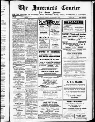 cover page of Inverness Courier published on November 2, 1956