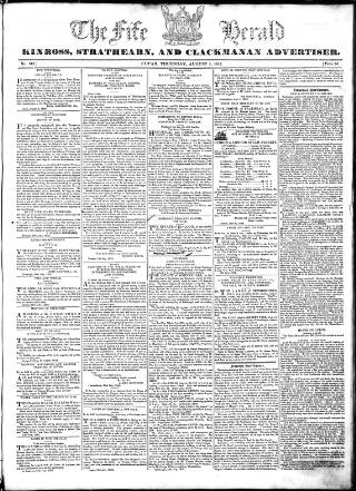cover page of Fife Herald published on August 2, 1832