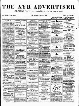 cover page of Ayr Advertiser published on June 13, 1889