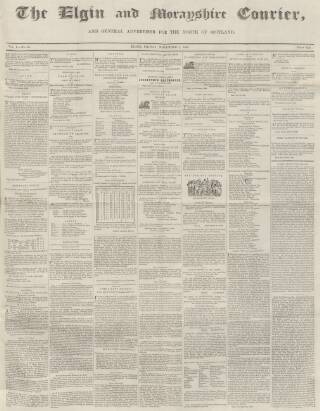 cover page of Elgin Courier published on November 2, 1849