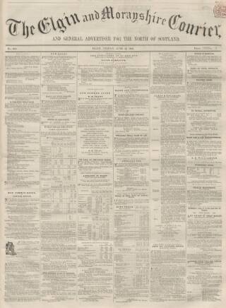 cover page of Elgin Courier published on June 13, 1862