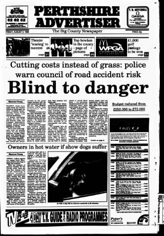 cover page of Perthshire Advertiser published on August 2, 1996