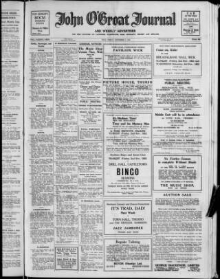 cover page of John o' Groat Journal published on November 2, 1962