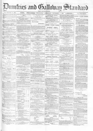 cover page of Dumfries and Galloway Standard published on November 2, 1881