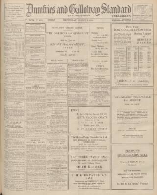 cover page of Dumfries and Galloway Standard published on August 2, 1939