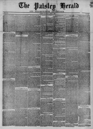 cover page of Paisley Herald and Renfrewshire Advertiser published on April 1, 1854