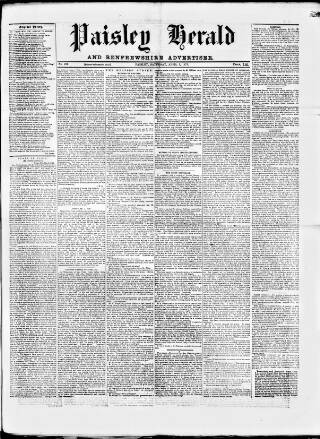 cover page of Paisley Herald and Renfrewshire Advertiser published on April 1, 1871