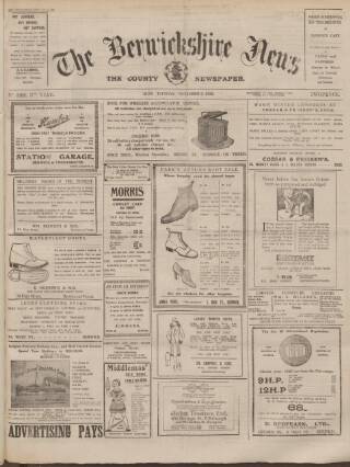 cover page of Berwickshire News and General Advertiser published on November 2, 1926
