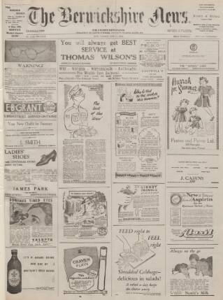 cover page of Berwickshire News and General Advertiser published on June 13, 1944