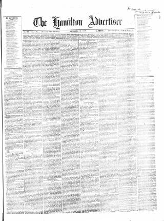 cover page of Hamilton Advertiser published on December 13, 1862