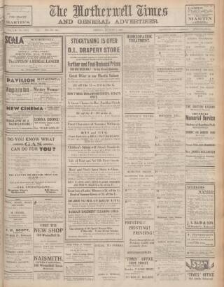 cover page of Motherwell Times published on August 2, 1935