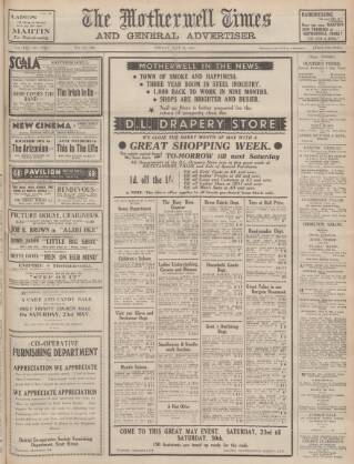 cover page of Motherwell Times published on May 22, 1936