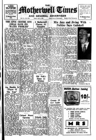 cover page of Motherwell Times published on April 1, 1960