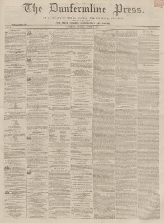 cover page of Dunfermline Press published on August 2, 1860