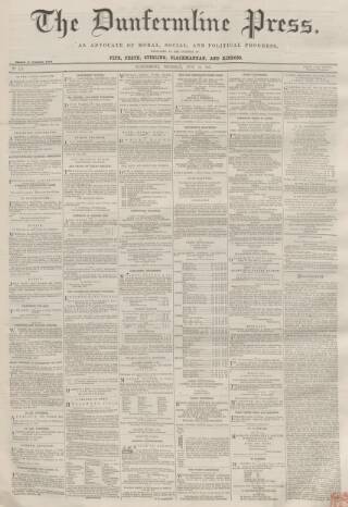 cover page of Dunfermline Press published on June 13, 1861