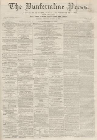 cover page of Dunfermline Press published on November 25, 1863
