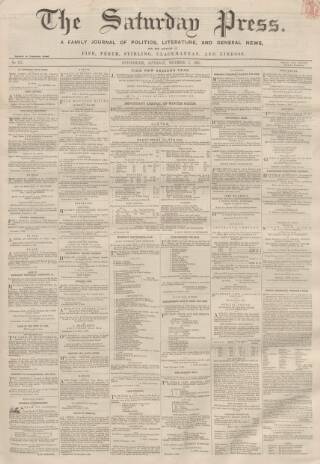 cover page of Dunfermline Saturday Press published on November 2, 1861