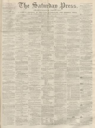 cover page of Dunfermline Saturday Press published on April 1, 1865