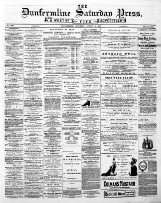 cover page of Dunfermline Saturday Press published on August 2, 1884