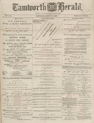 cover page of Tamworth Herald published on August 2, 1890