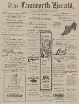 cover page of Tamworth Herald published on November 2, 1918