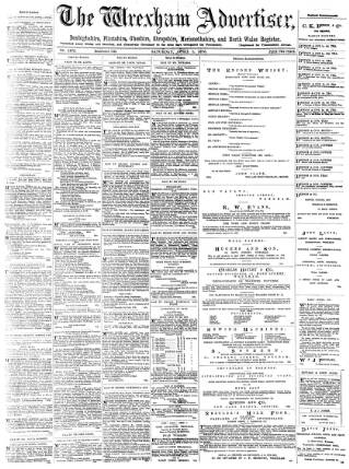 cover page of Wrexham Advertiser published on April 1, 1876