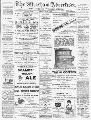 cover page of Wrexham Advertiser published on June 13, 1891