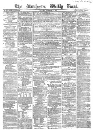 cover page of Manchester Times published on November 2, 1861
