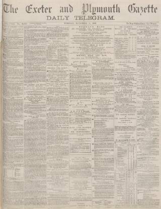 cover page of Exeter and Plymouth Gazette Daily Telegrams published on November 2, 1880
